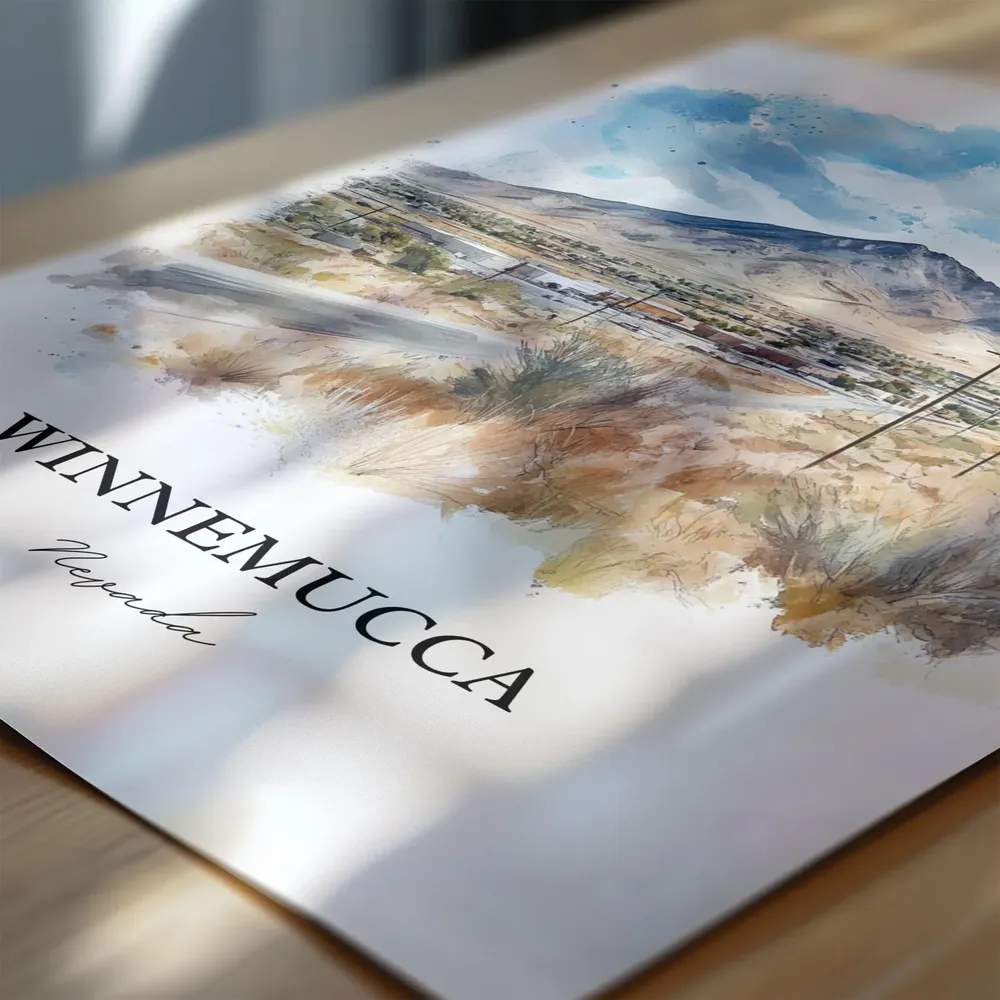Winnemucca NV Watercolor Travel Poster, Nevada - Image 2