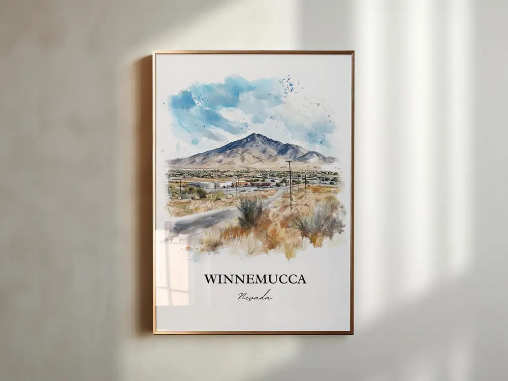 Winnemucca NV Watercolor Travel Poster, Nevada - Image 3
