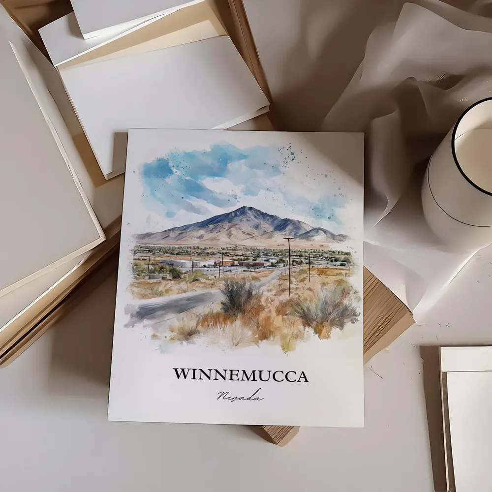 Winnemucca NV Watercolor Travel Poster, Nevada - Image 4