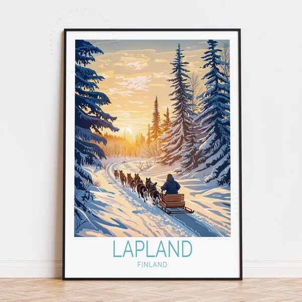 Lapland Travel Poster, Finland Travel Poster