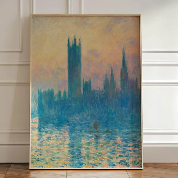 Claude Monet Vintage London Sunset Art Print