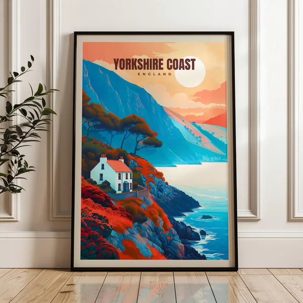 Yorkshire Coast Travel Poster, England Seaside Art Print