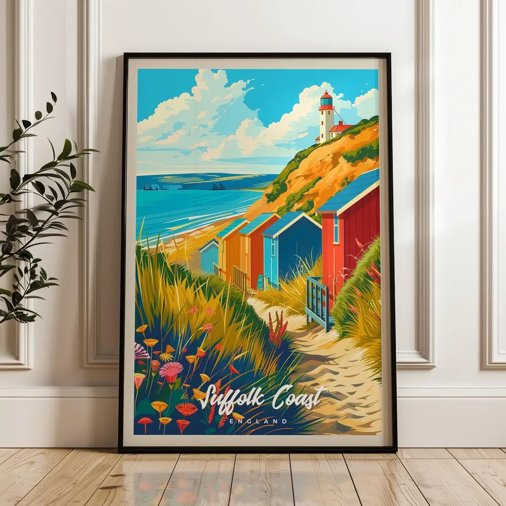 Suffolk Coast Travel Poster, England Art Print