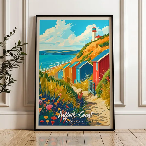 Suffolk Coast Travel Poster, England Art Print