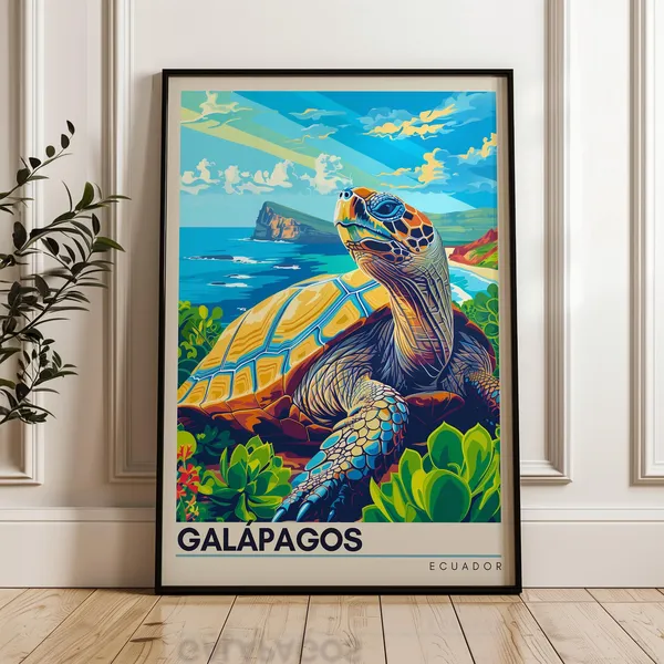 Galapagos Travel Poster, Ecuador Wall Art Print