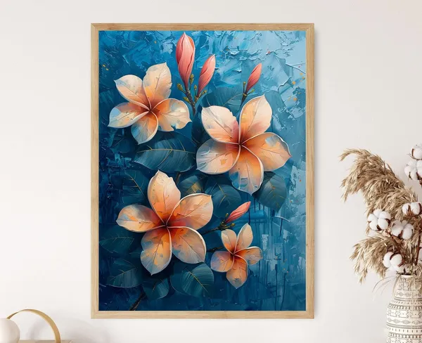 Plumeria Tropical Flower Painting, Coastal Wall Art Print