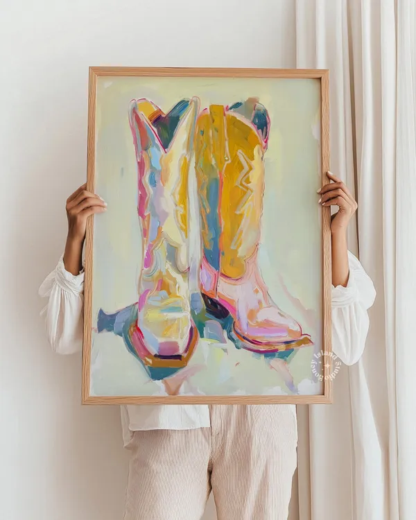 Cowgirl Boots Painting, Western Wall Art Print