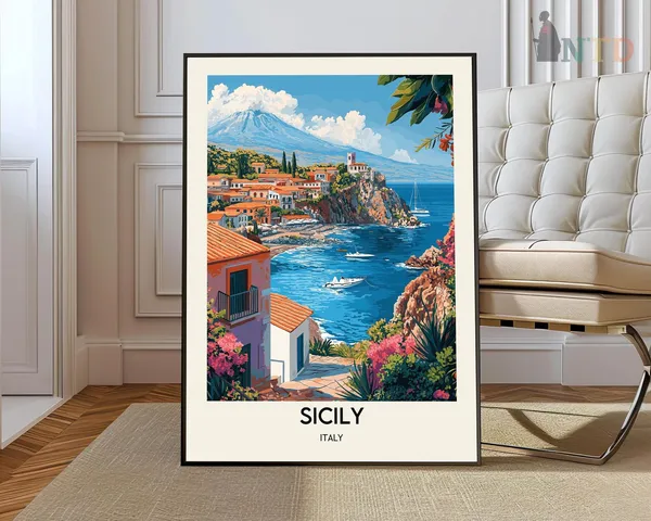 Sicily Travel Poster, Italy Wall Art Print