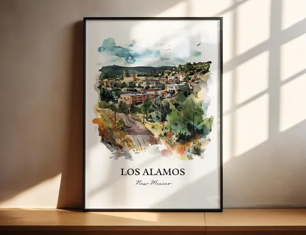 Los Alamos, NM Watercolor Travel Poster Art Print