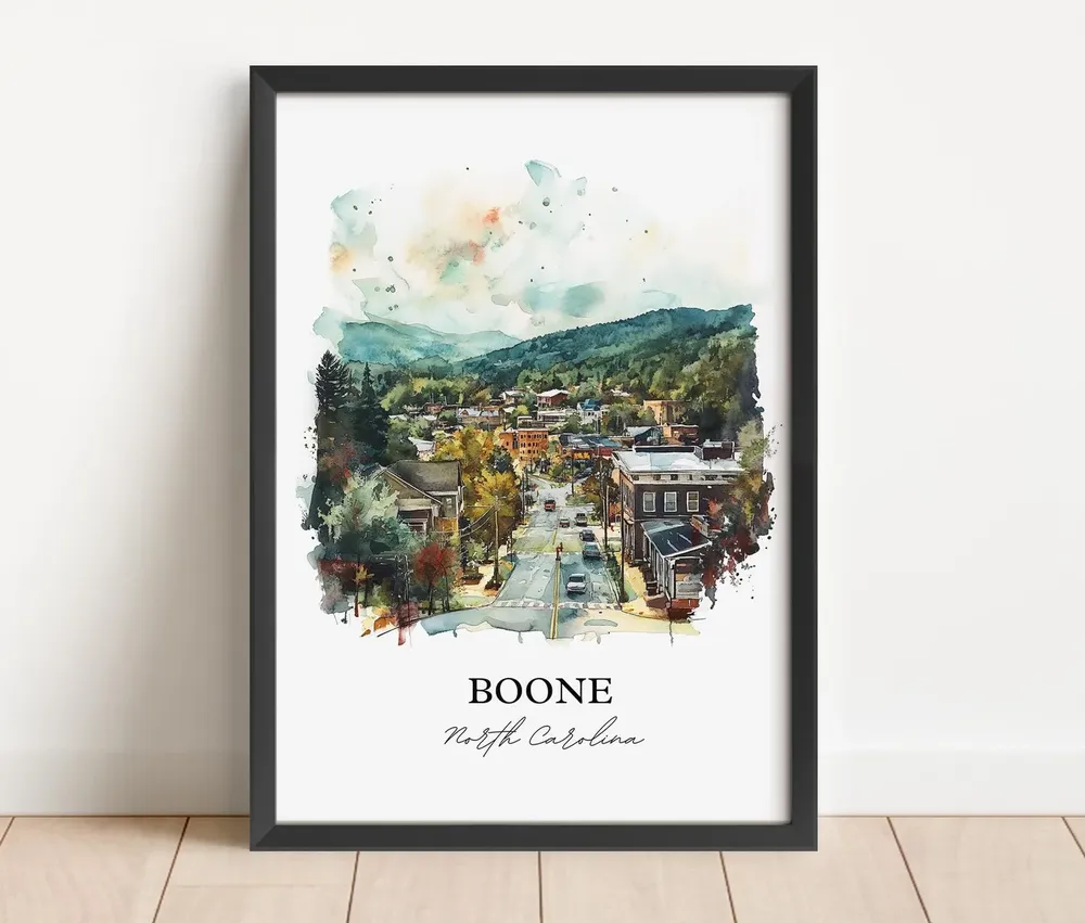 Boone NC Watercolor Travel Poster, North Carolina - Image 2