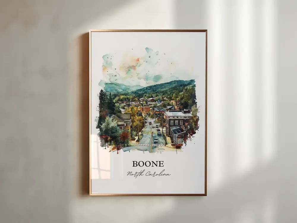 Boone NC Watercolor Travel Poster, North Carolina - Image 3