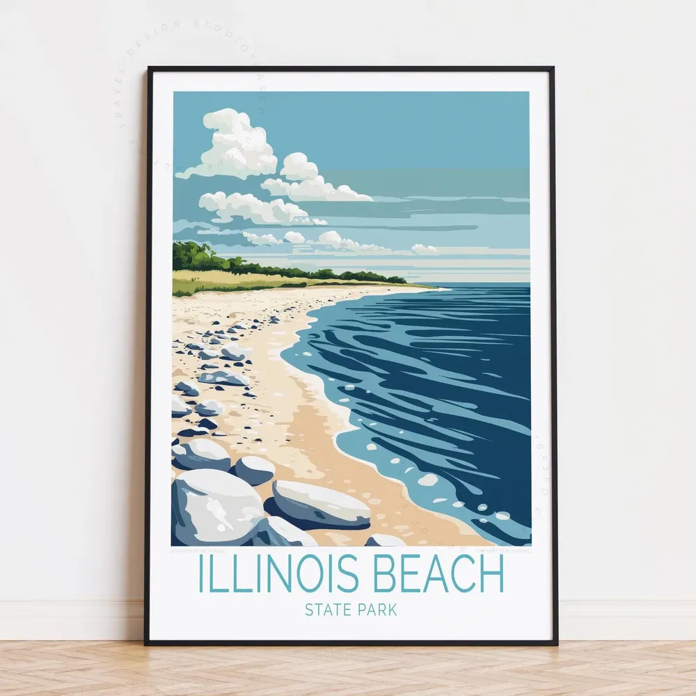 Illinois Beach State Park Travel Poster, United States