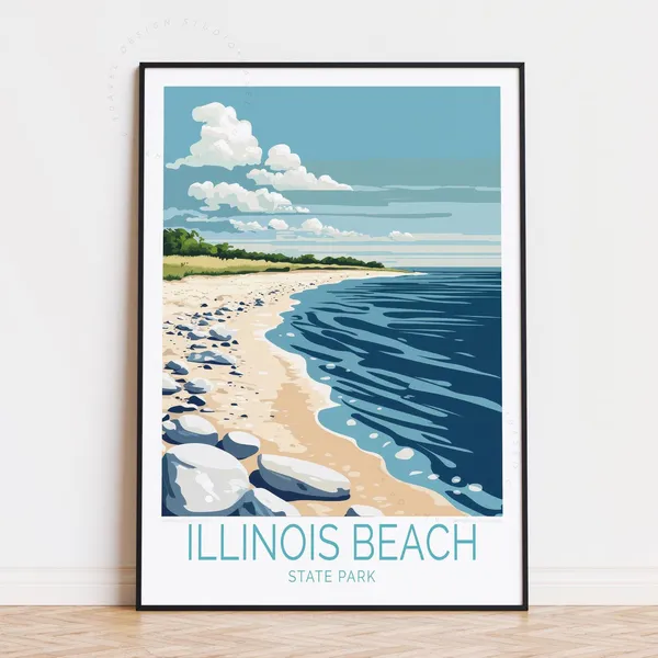 Illinois Beach State Park Travel Poster, United States