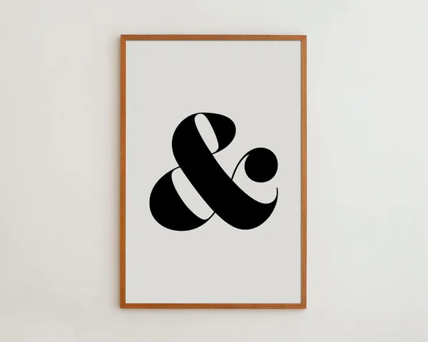 Black And White Minimalist Typography Ampersand Art Print