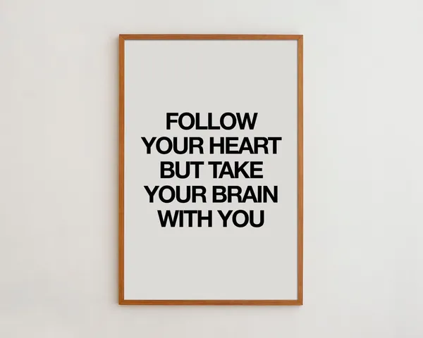 Follow Your Heart Minimalist Art Print, Black And White