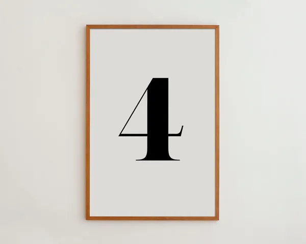Minimalist Number 4 Art Print, USA Made