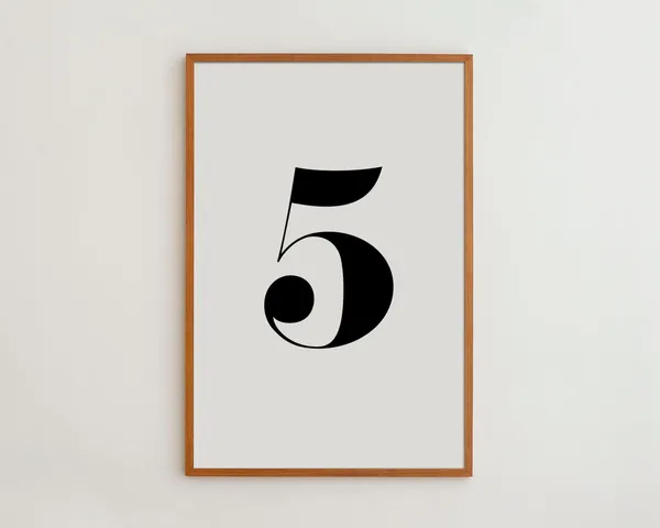 Number Five Black And White Typography Art Print