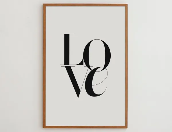 Love Sign Minimalist Typography Poster, Black and White