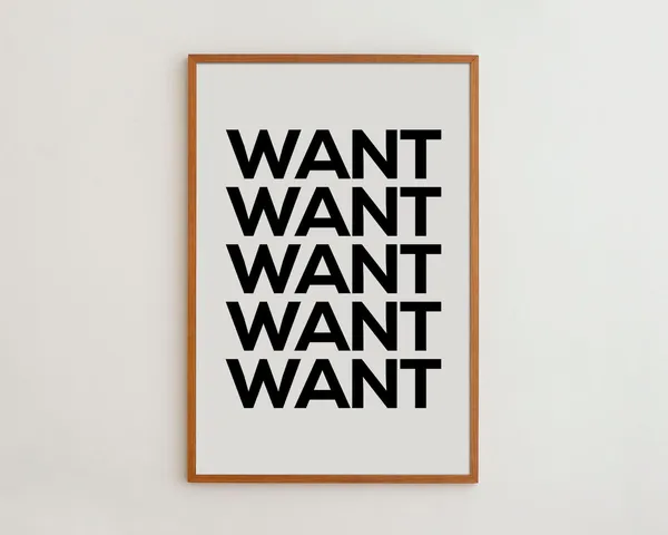 Want Typography Art Print, Black and White