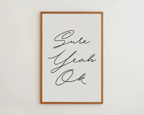 Handwriting Typography Art Print, Minimalist Black White