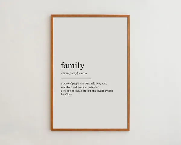 Family Definition Funny Black and White Art Print