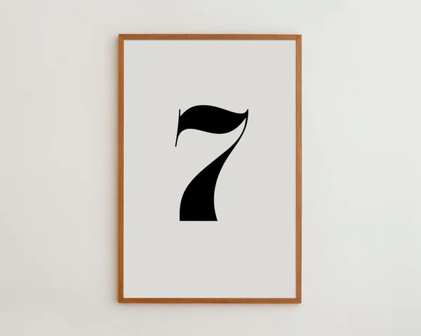 Number 7 Black And White Typography Art Print