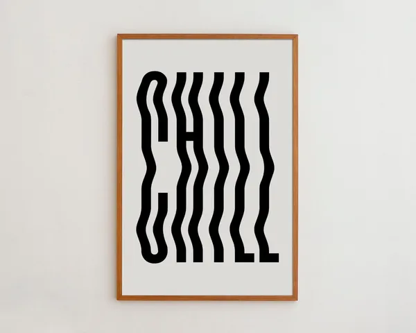 Chill Wave Typography Print, Black And White Minimalist