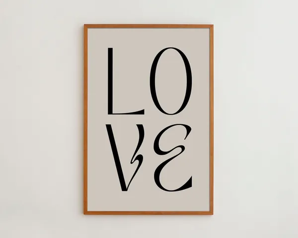 Love Typography Art Print, Scandinavian Minimalist Decor