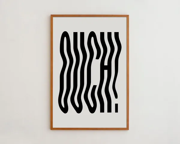 Ouch Wavy Typography, Minimalist Art Print