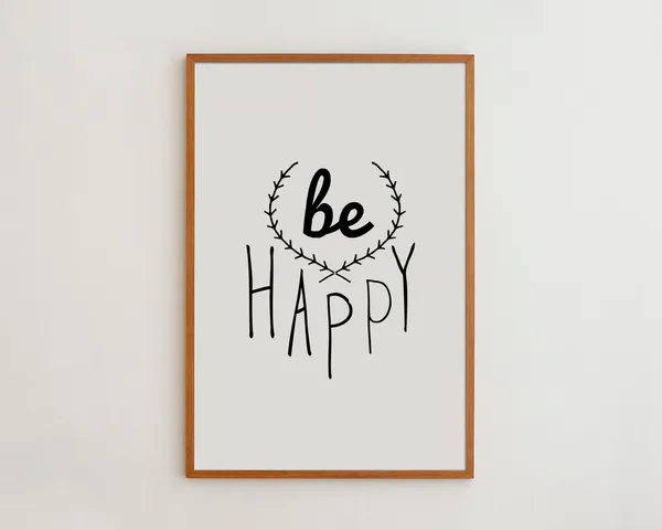 Be Happy Typography Print, Minimalist Nursery Decor