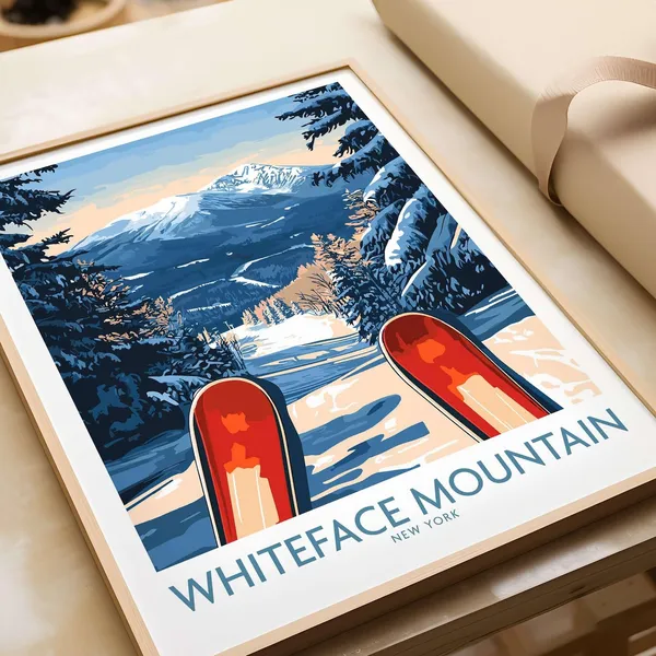 Whiteface Mountain Ski Resort Poster, Ski Lodge Art
