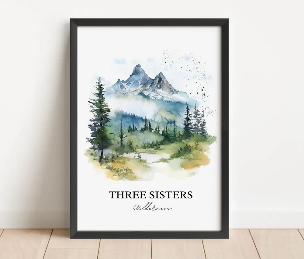 Three Sisters Wilderness Travel Poster, Oregon Watercolor - Image 4