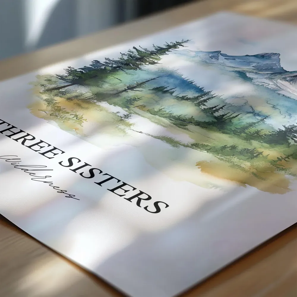 Three Sisters Wilderness Travel Poster, Oregon Watercolor - Image 6