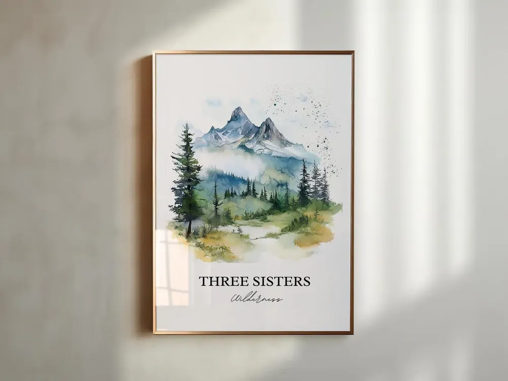 Three Sisters Wilderness Travel Poster, Oregon Watercolor - Image 5