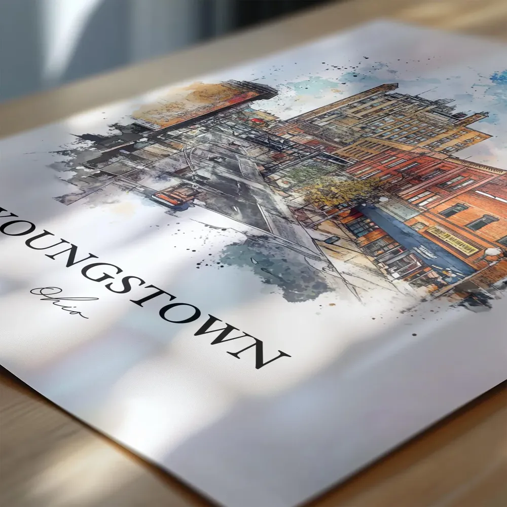 Youngstown OH Watercolor Travel Poster Art Print - Image 6