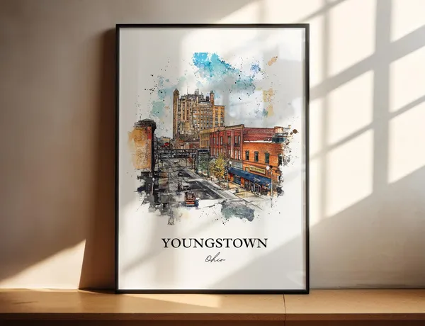 Youngstown OH Watercolor Travel Poster Art Print