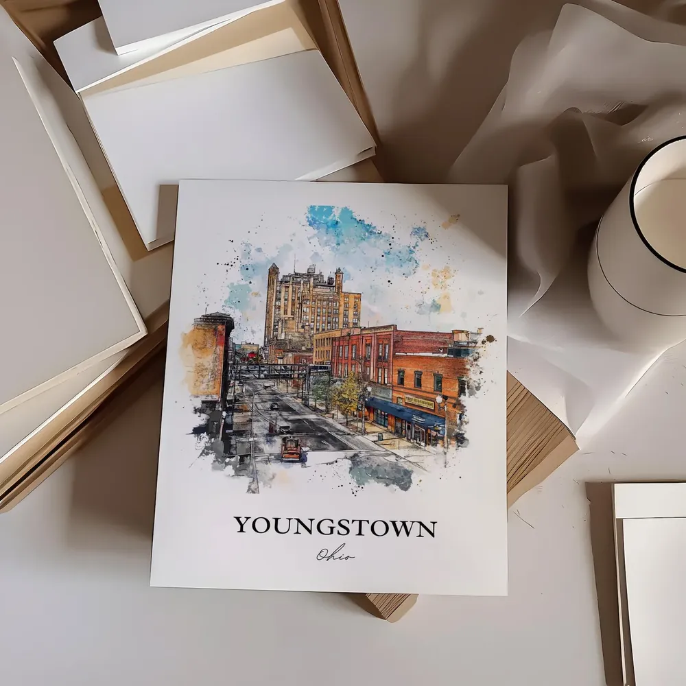 Youngstown OH Watercolor Travel Poster Art Print - Image 4