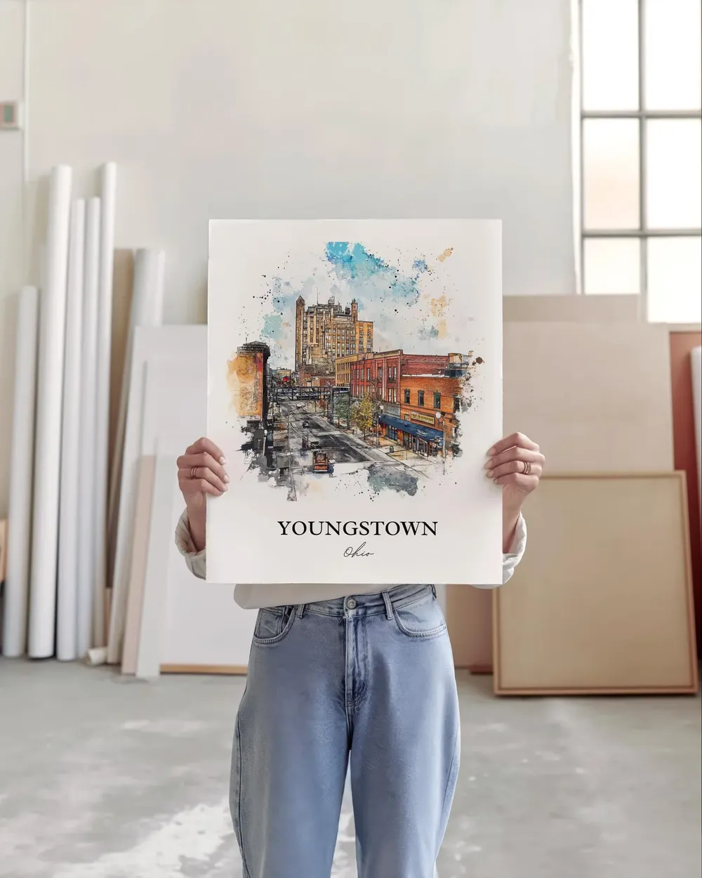 Youngstown OH Watercolor Travel Poster Art Print - Image 2