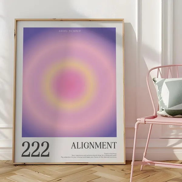222 Angel Number Aura Gradient Art Print, Spiritual Decor