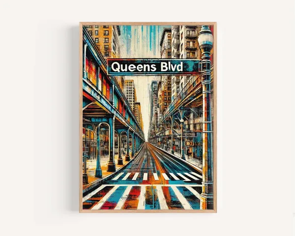 Queens Boulevard New York Travel Poster, Art Print