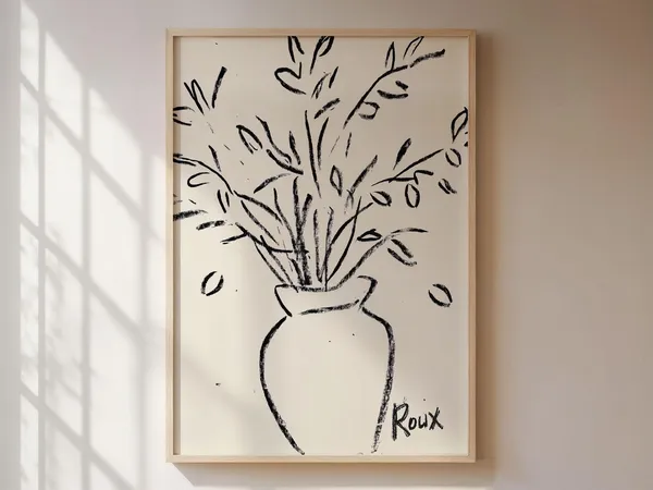 Minimalist Flower Poster, Line Art Art Print