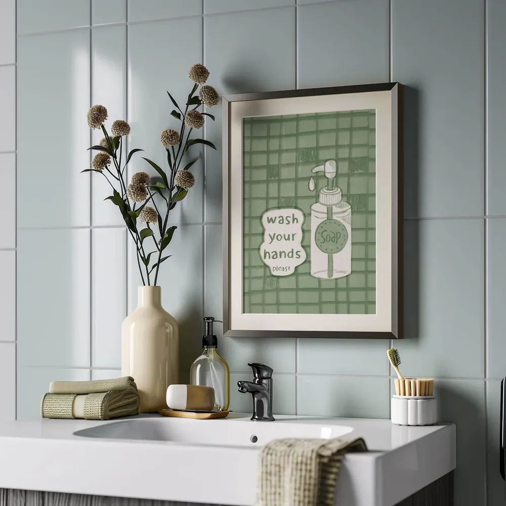 Wash Your Hands Wall Art, Modern Bathroom Decor - Image 2