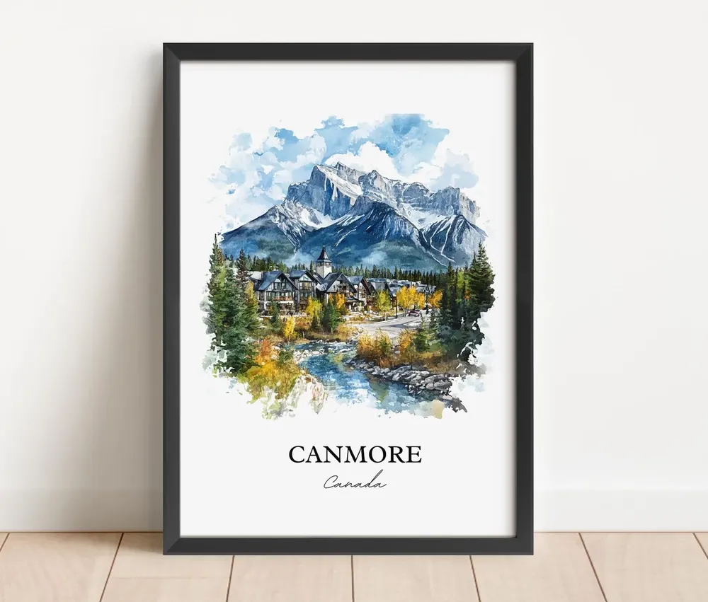 Canmore Canada Watercolor Travel Poster, Alberta - Image 4