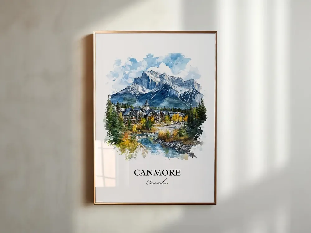 Canmore Canada Watercolor Travel Poster, Alberta - Image 5