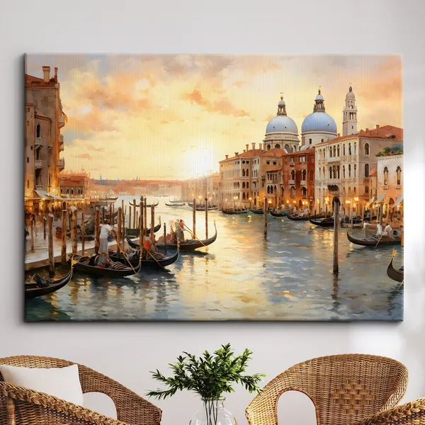 Venice Italy Gondola Boat River Landmark Watercolor