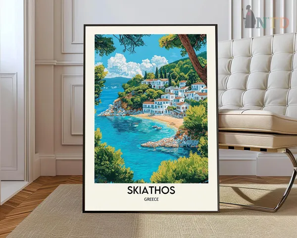 Skiathos Travel Poster, Greece Wall Art Print