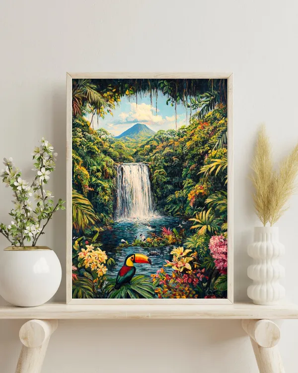 Costa Rica Retro Mountain Art Print