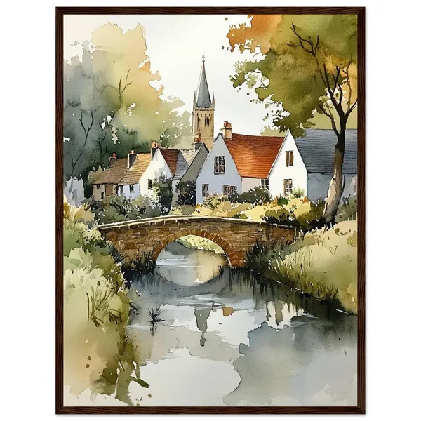 Cotswold Village Watercolor Art Print, English Countryside
