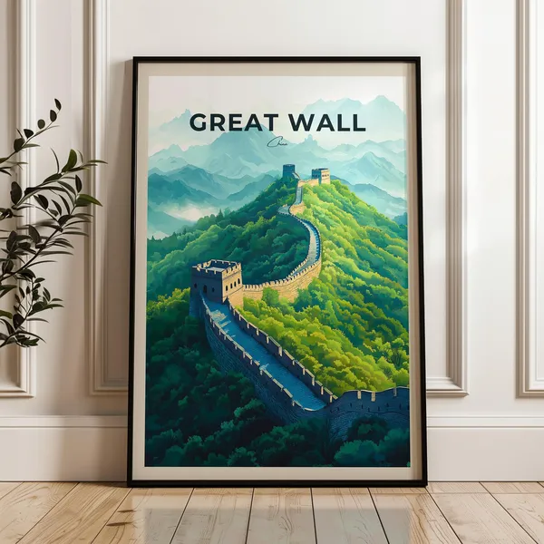 Great Wall of China - Vintage Travel Poster