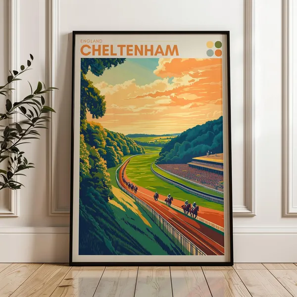 Cheltenham Racecourse Travel Poster, Gloucestershire